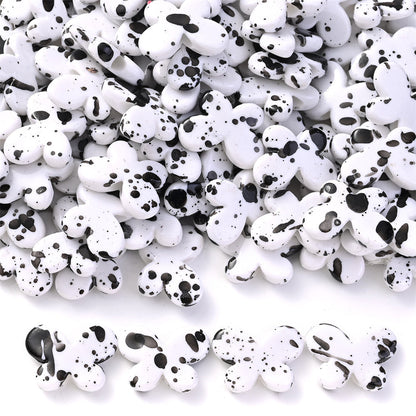 Black White Spotted Butterfly Acrylic Spacer Beads