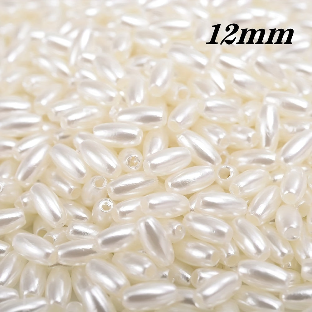 Beige Oval Acrylic Rice Beads