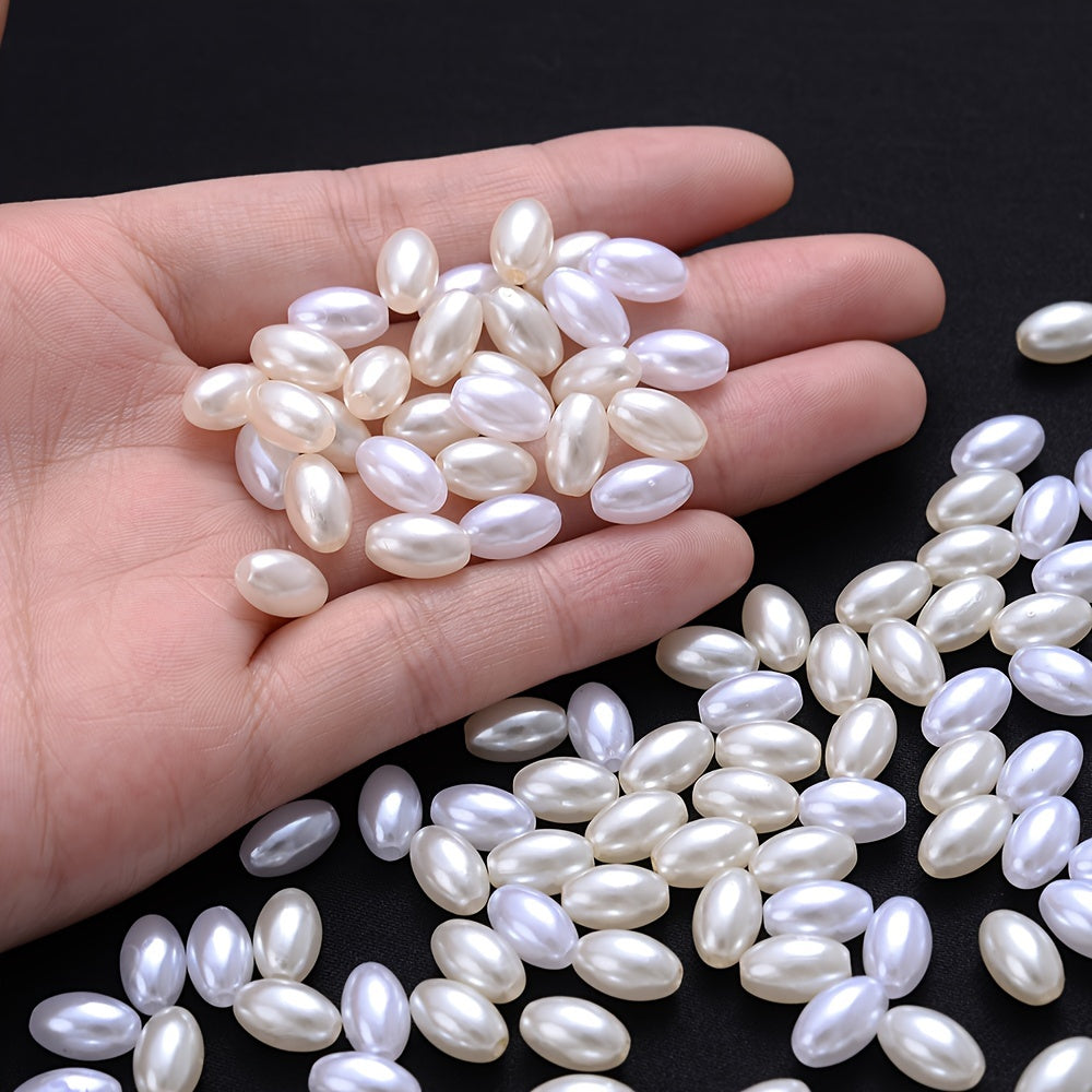 100PCS 6×10mm White Acrylic Bead Set