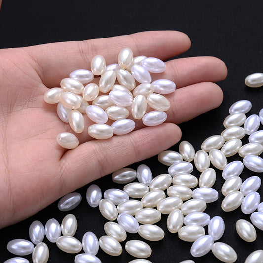 100PCS 6×10mm White Acrylic Bead Set
