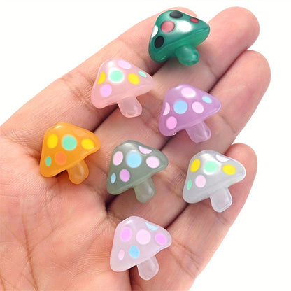 5PCS 17×19mm Luminous Mushroom Acrylic Bead Set
