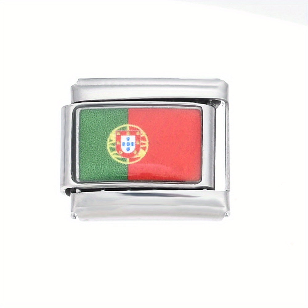 World Flag Alloy Bracelet Module