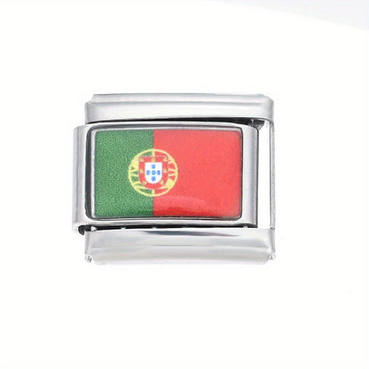 World Flag Alloy Bracelet Module
