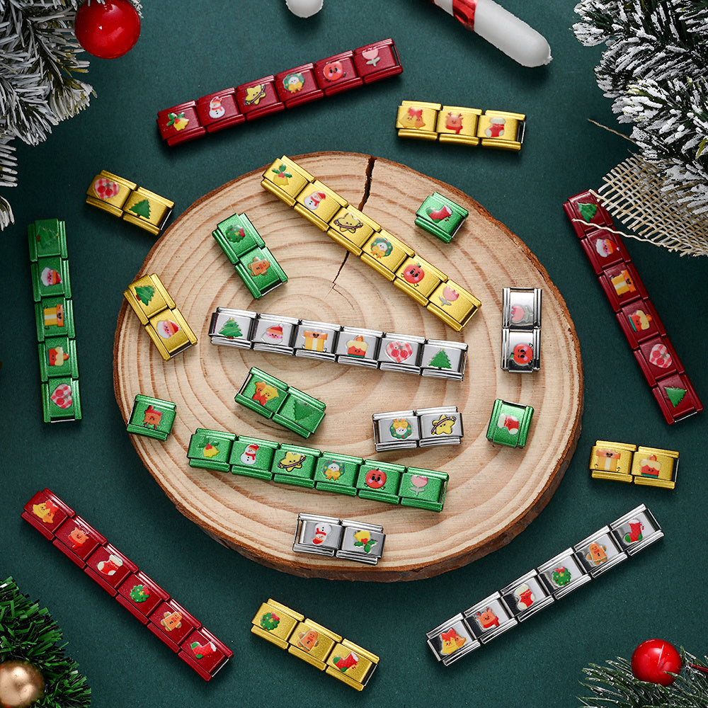 18PCS Stainless Steel Christmas Charm Bracelet Set