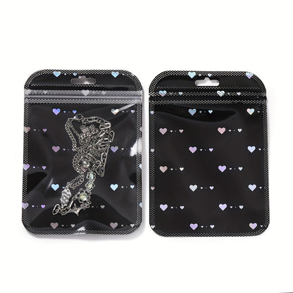 50-Piece Black & White Heart Jewelry Gift Bags