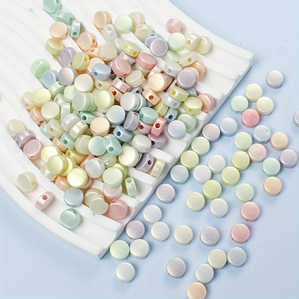 100PCS 8mm Macaron Flat Round Acrylic Bead Set