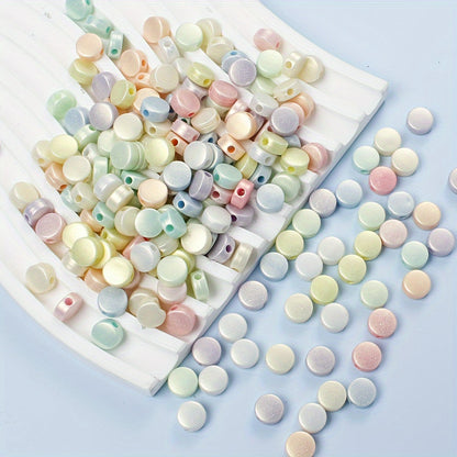 100PCS 8mm Macaron Flat Round Acrylic Bead Set