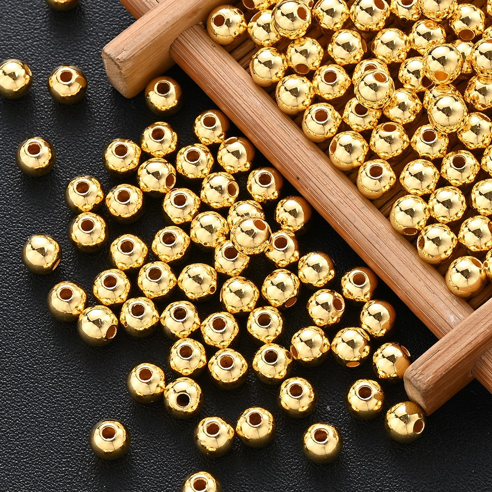 1BOX 1200PCS Multi-Size CCB Gold Round Bead Set