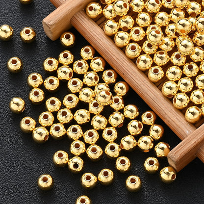1BOX 1200PCS Multi-Size CCB Gold Round Bead Set