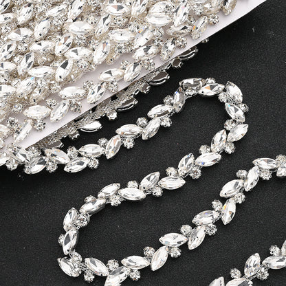 White AB Rhinestone Leaf Decals