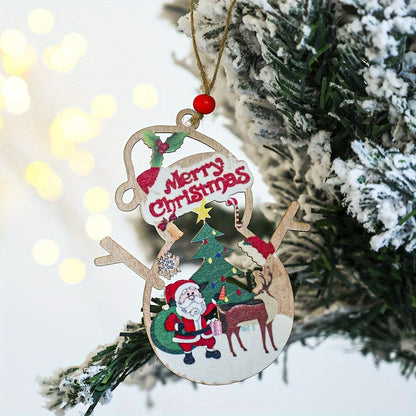 Wooden Merry Christmas Decorative Pendant