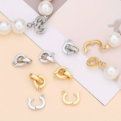 1 Pair 8mm Gold & Silver Copper Jewelry Clasps
