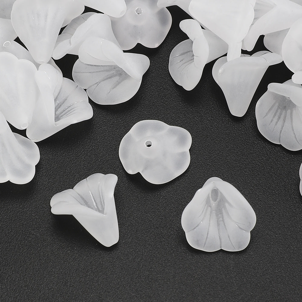 White Acrylic Horn Flower Beads