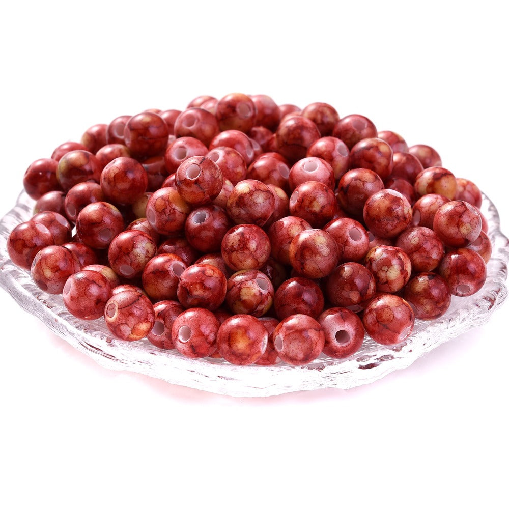 100pcs 8mm Cracked Acrylic Loose Spacer Beads