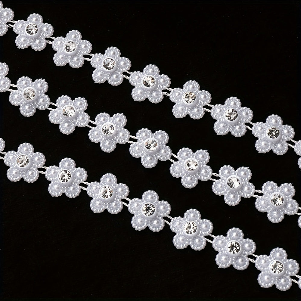 1PC 13mm × 1m White Flower Acrylic Decorative Strip