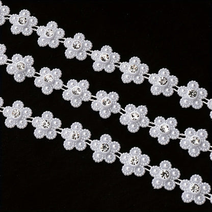 1PC 13mm × 1m White Flower Acrylic Decorative Strip
