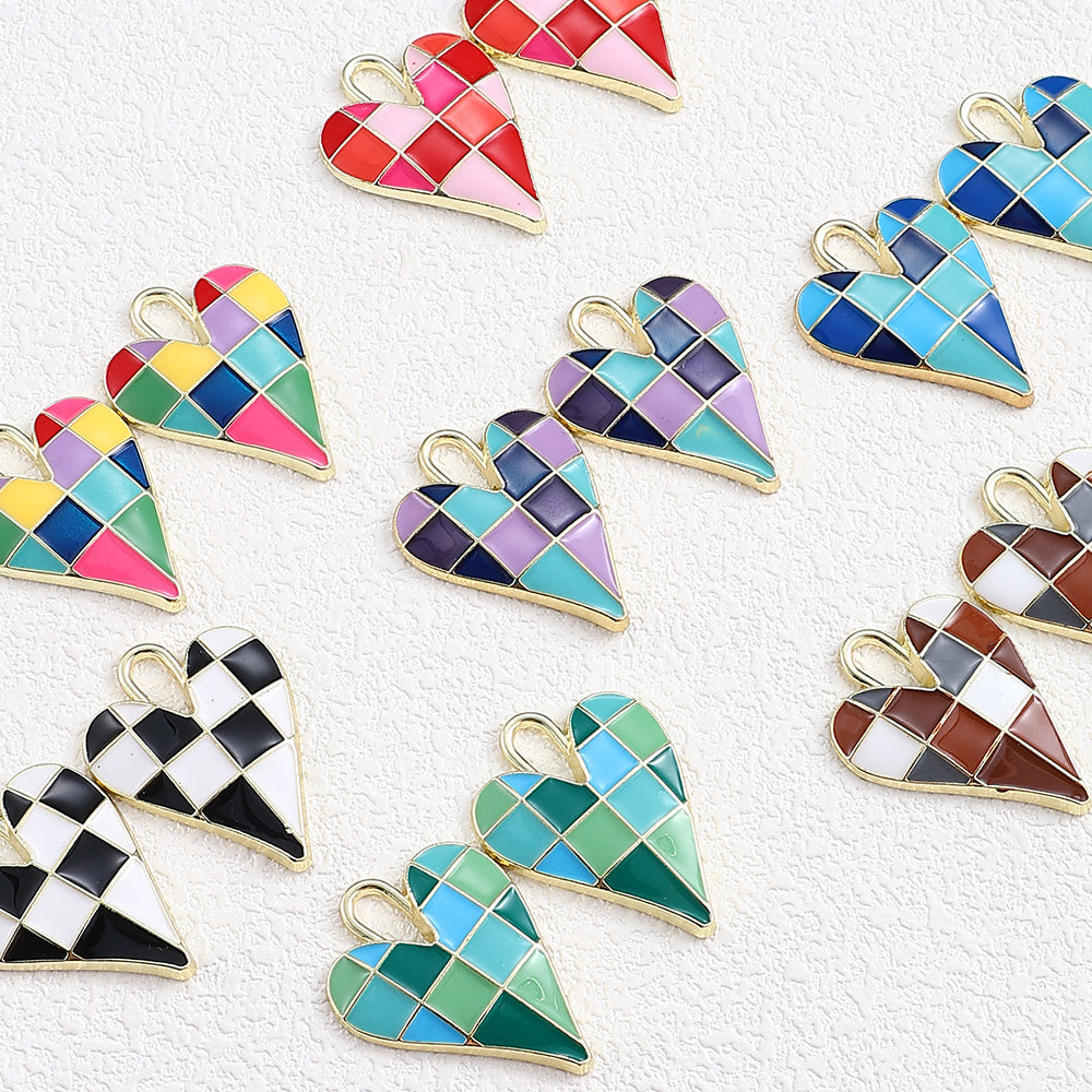 Alloy Enamel Big Heart Charms