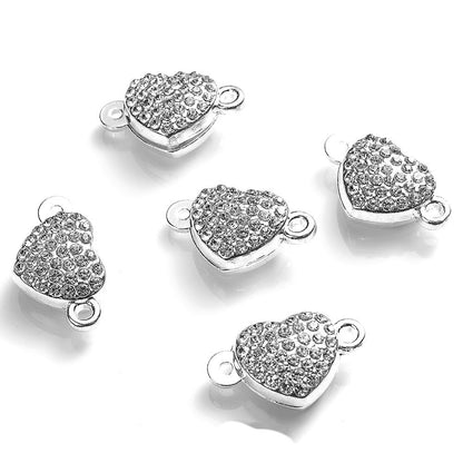 Crystal Heart Magnetic Clasps End Buckle Charms