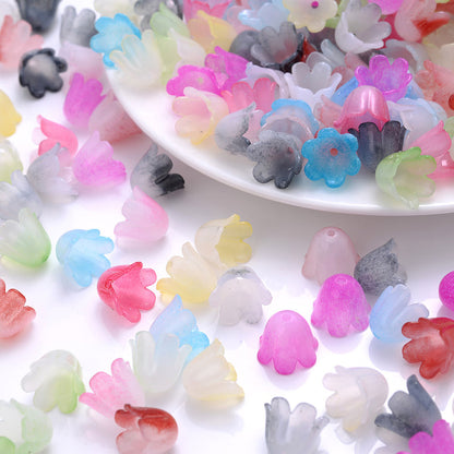 100pcs Colorful Trumpet Flower Beads