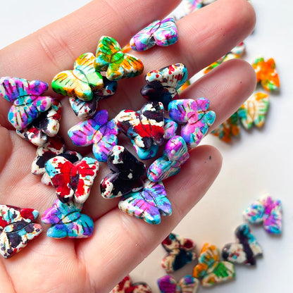 165pcs/bag Gradient Butterfly Beads Graffiti Stone Spacer Beads