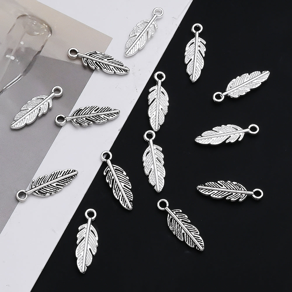 Silver Feather Alloy Pendants
