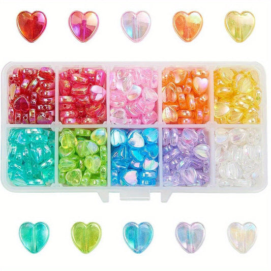 AB Color Transparent Heart Acrylic Spacer Beads