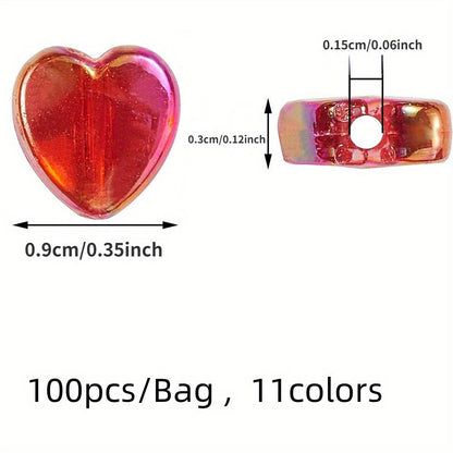 AB Color Transparent Heart Acrylic Spacer Beads