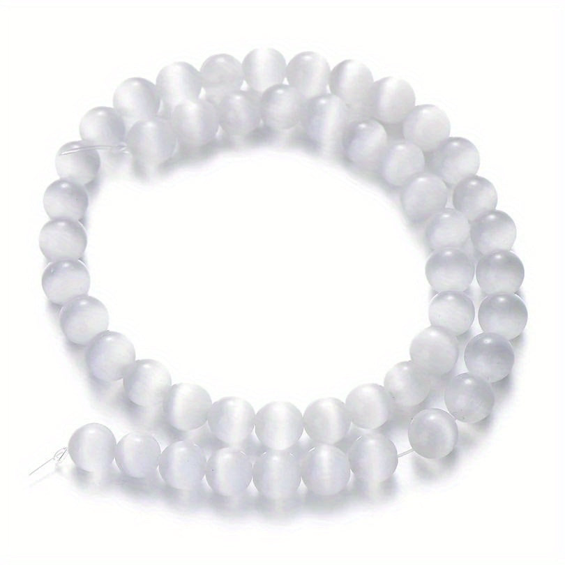 6/8/10mm White Celar Cat Eye Round Spacer Beads Stone Loose Beads