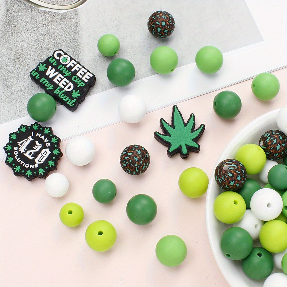 Green Plant Silicone Beads Set