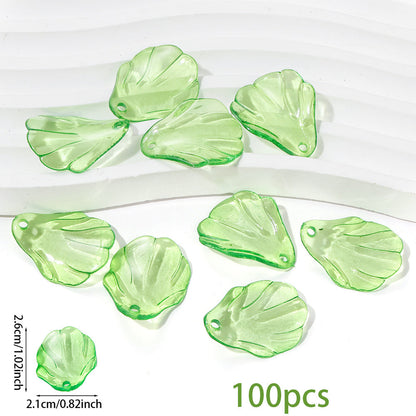 Clear Green Acrylic Leaf Beads and Charms