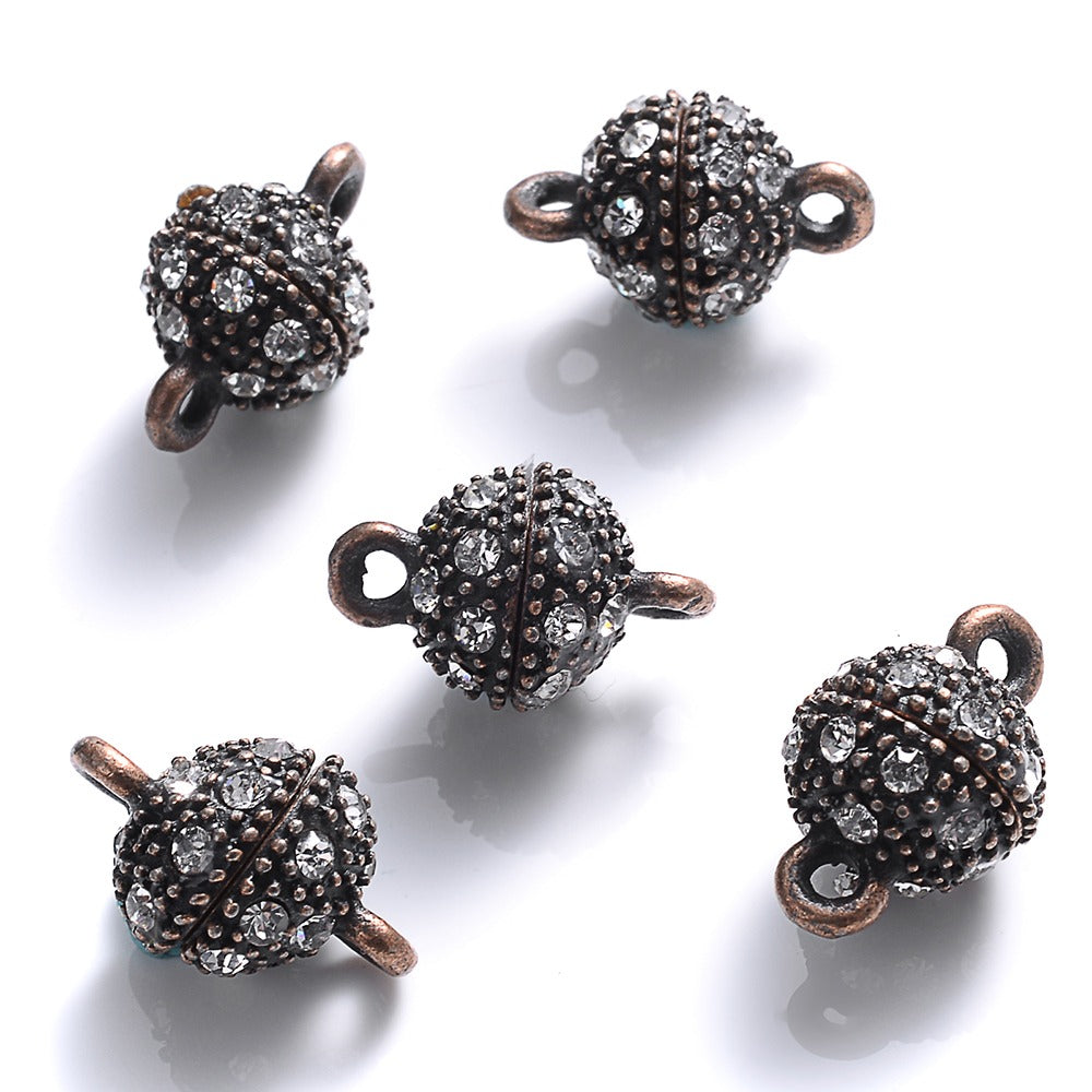 5 Pairs 14×8mm Rhinestone Magnetic Jewelry Clasps
