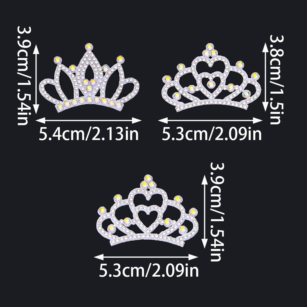 15-Piece White Padded Crown Rhinestone Patches