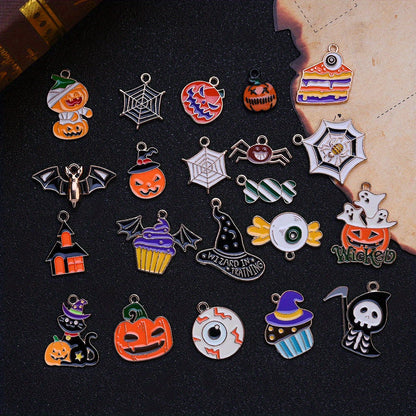 10PCS 10–29mm Halloween Alloy Pendant Set