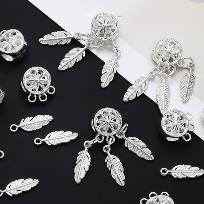 20/40/60PCS Boho Silver-Tone Dreamcatcher Charms & Spacer Beads