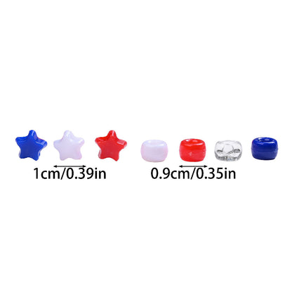 10 mm Red, White and Blue Resin Star Beads