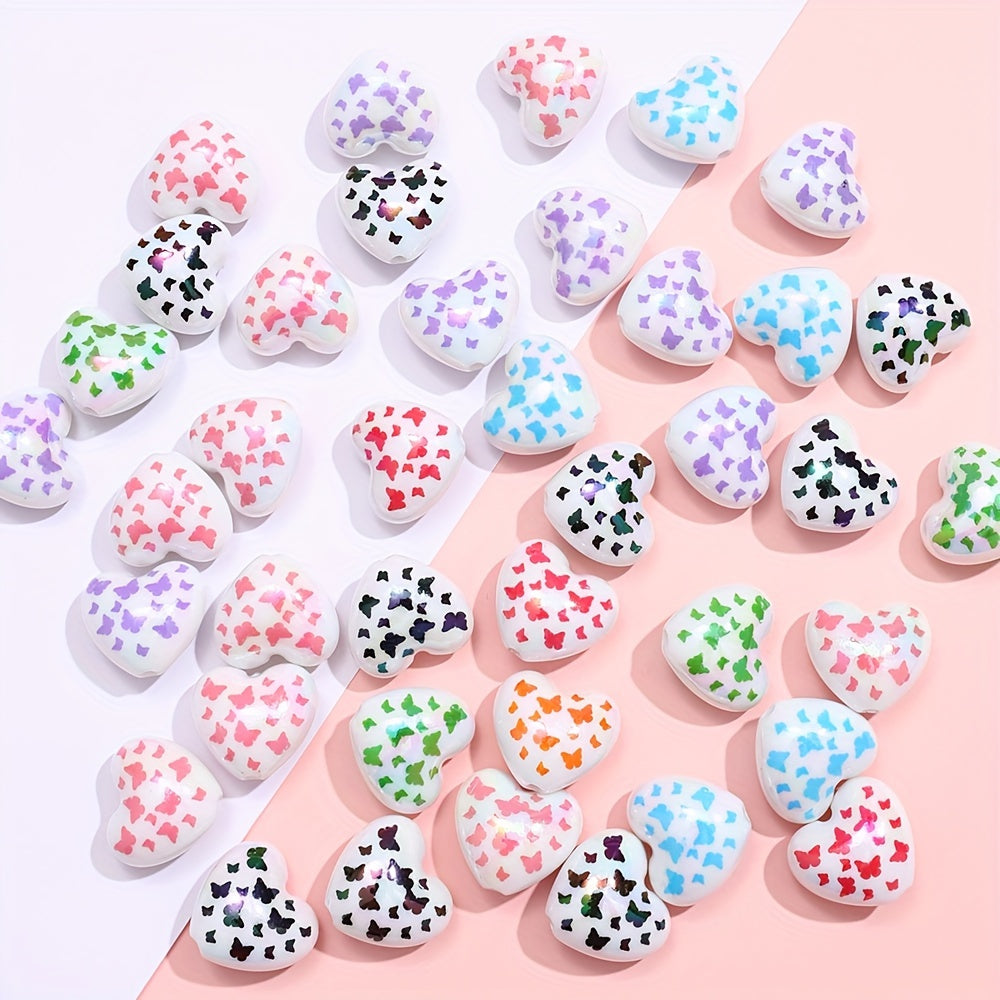10PCS 19×22mm Butterfly & Love Acrylic Bead Set