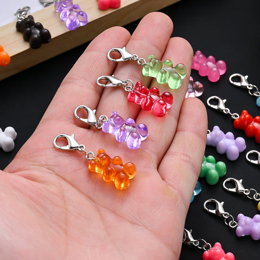 Colorful Resin Bear Pendant Charms