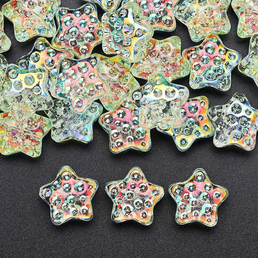10PCS 18mm AB Shimmer Star Glass Bead Set