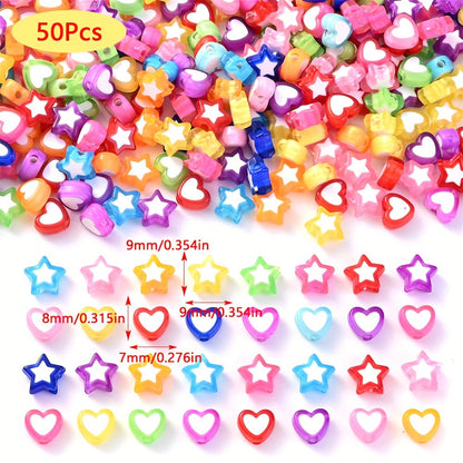 Heart Star Acrylic Beads