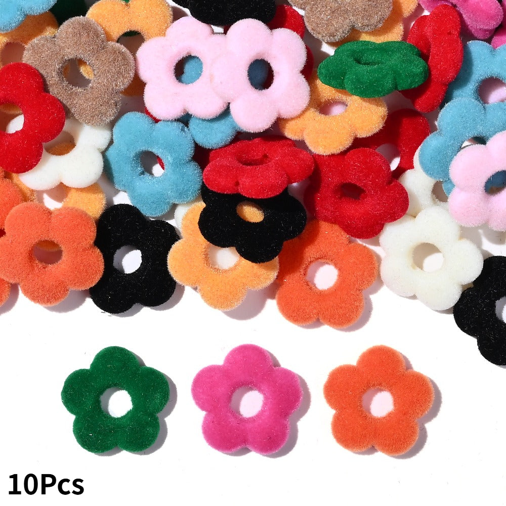 Flocked Flower Resin Beads