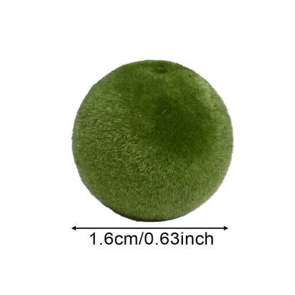 Christmas Flocked Acrylic Round Beads