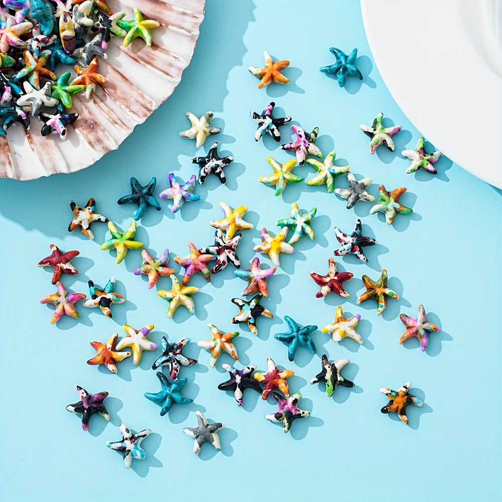 200pcs Random Color Gradient Turtle Spacer Beads