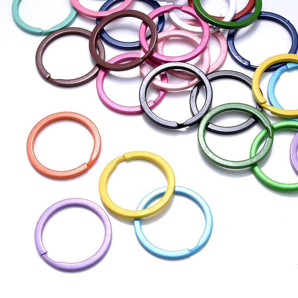 10PCS 30mm Multicolor Alloy Keychain Ring Set