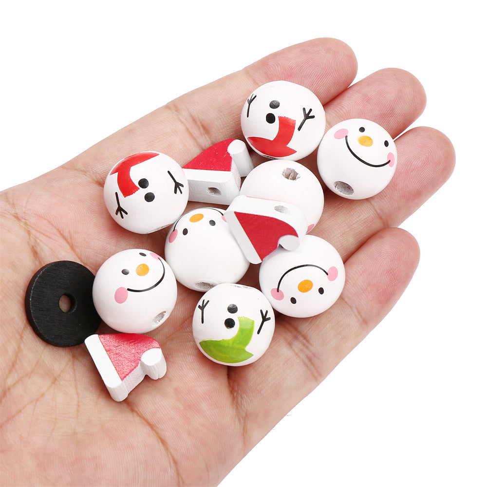 Vibrant Snowman Wooden Beads