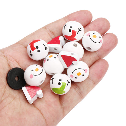 Vibrant Snowman Wooden Beads