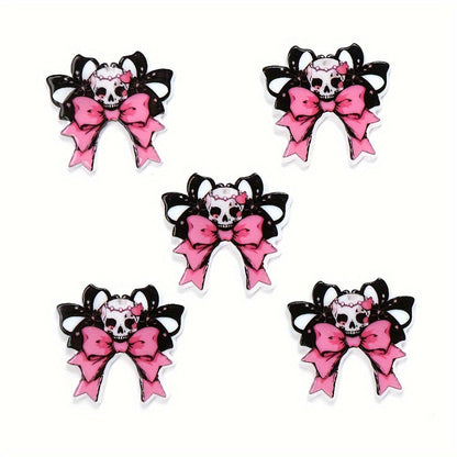 Pink Black Bow Acrylic Spacer Beads