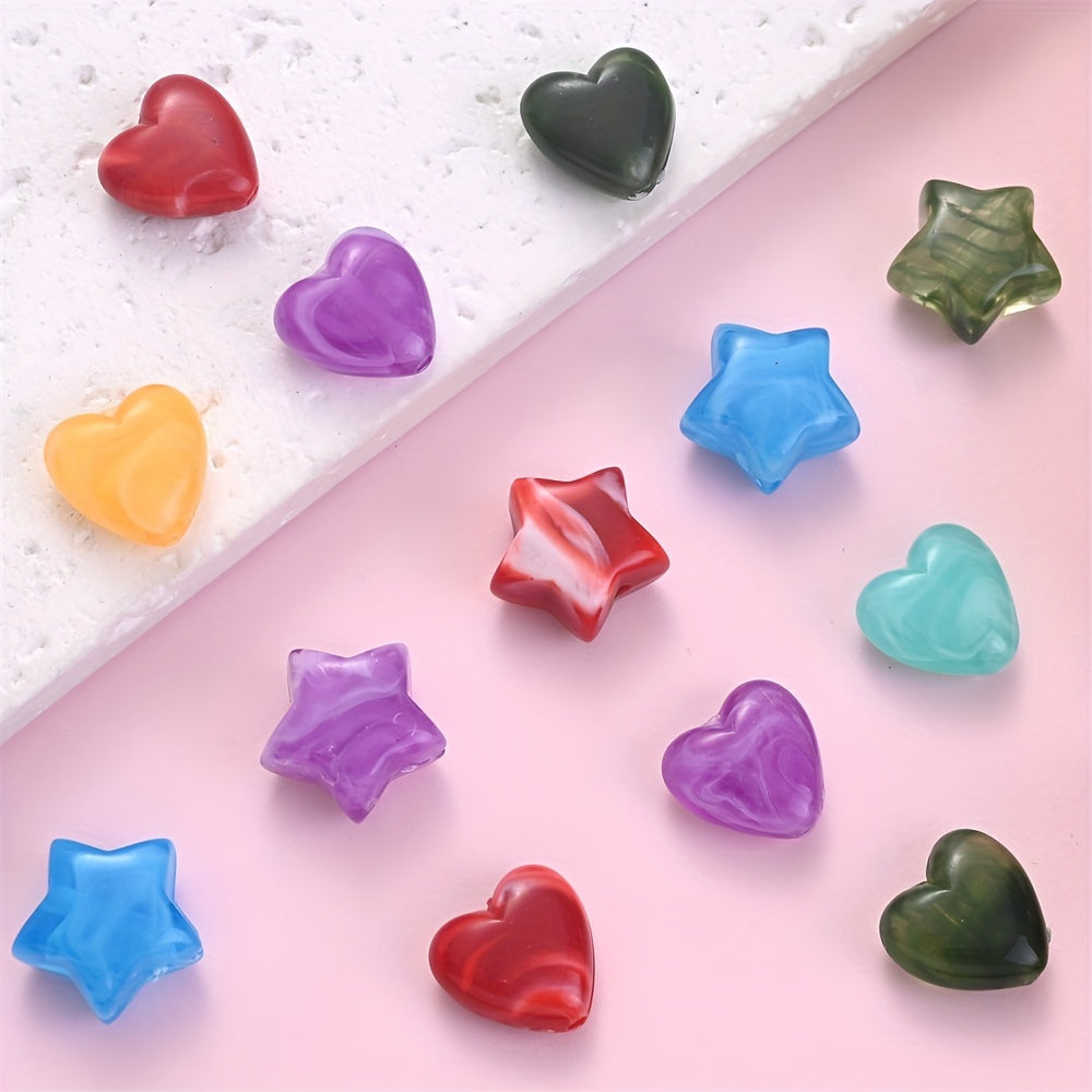 Stained Acrylic Star & Heart Beads