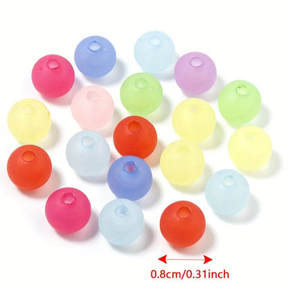 100PCS Frosted Acrylic Oval & Round Bead Set