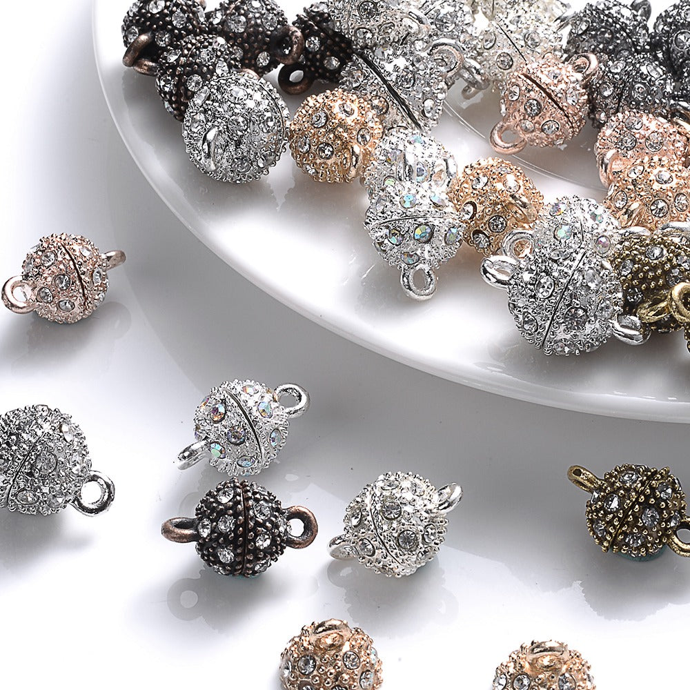 5 Pairs 14×8mm Rhinestone Magnetic Jewelry Clasps