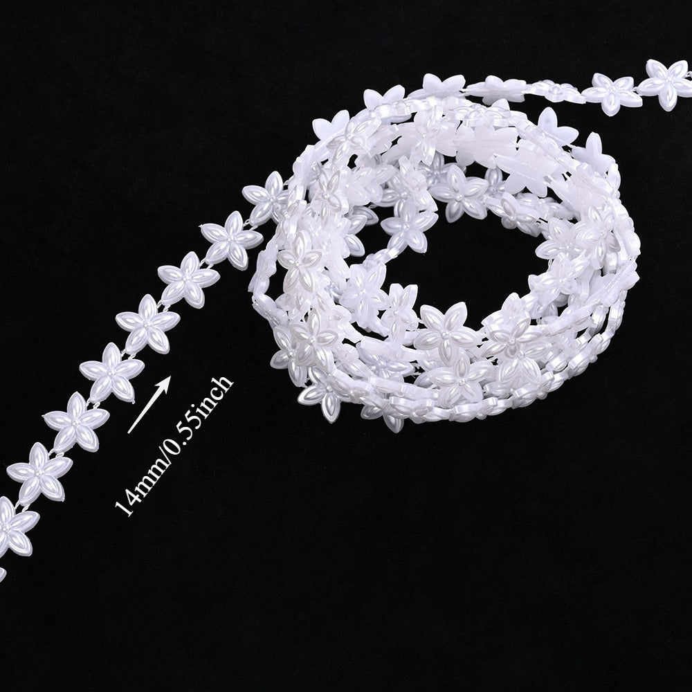 2m Imitation Pearl & Shell Rose Flower Bead Chain